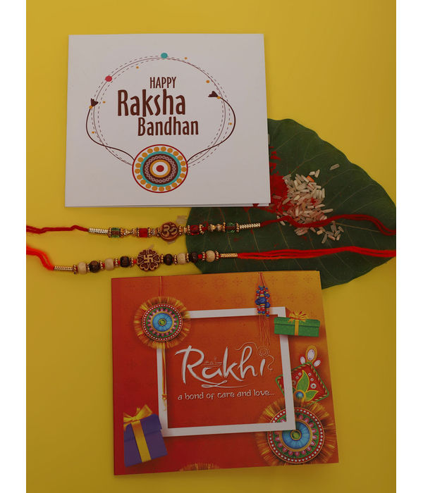 YouBella 2 Rakhi and 2 Greeting Card Combo for Brother (Multi-Colour) (YBRK_95)